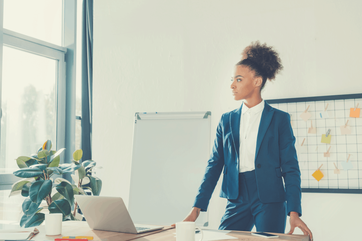 African american woman standing at the office