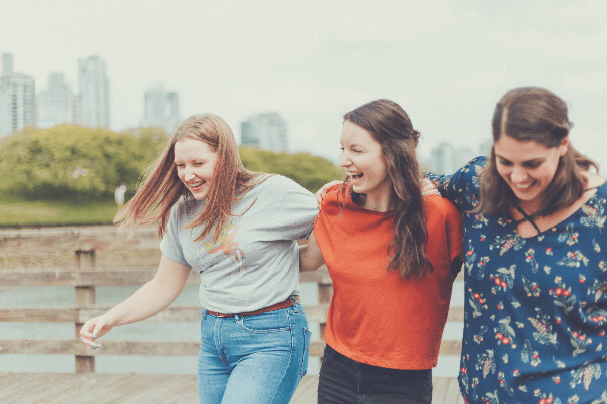 group of friends chatting outdoors