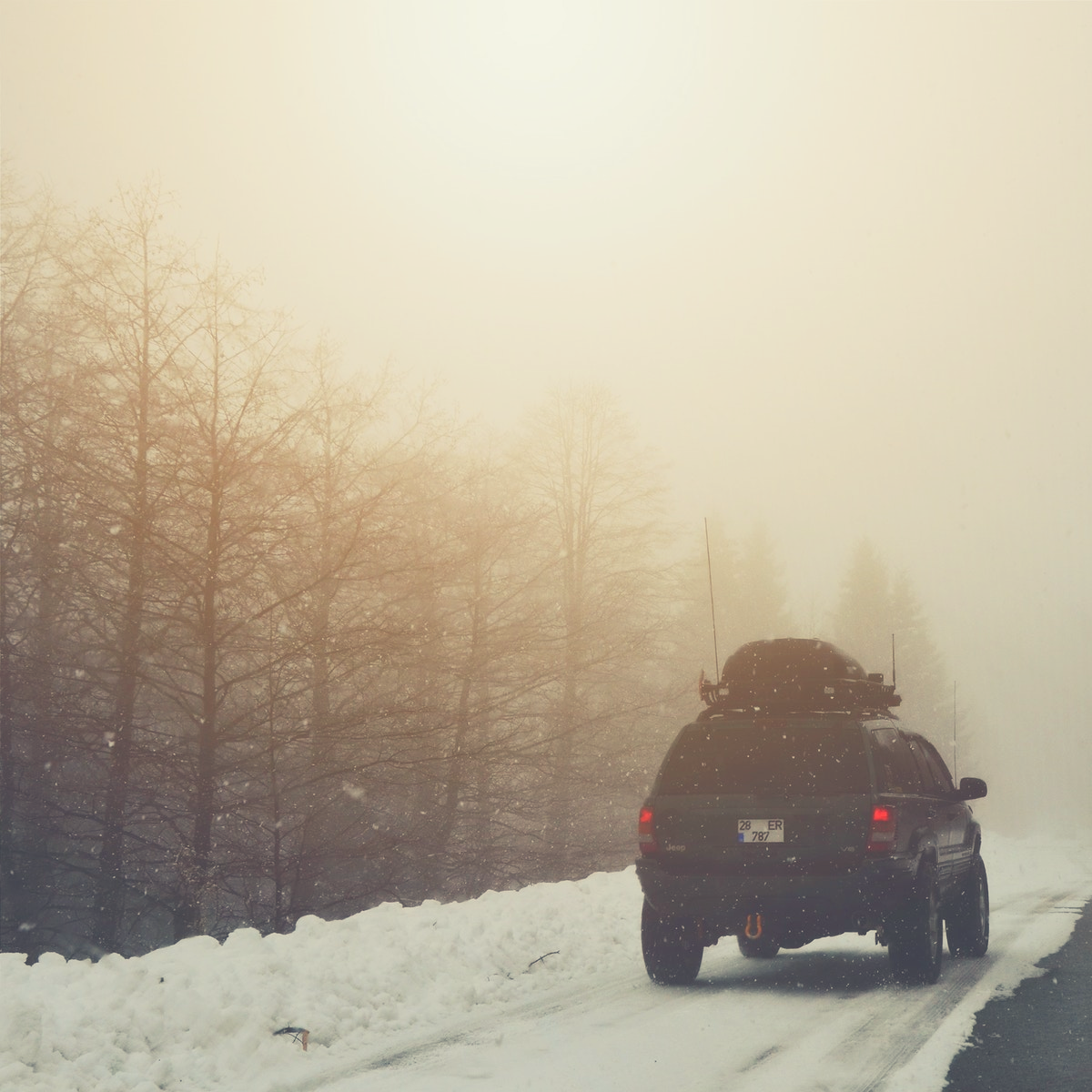 SUV moving on snow