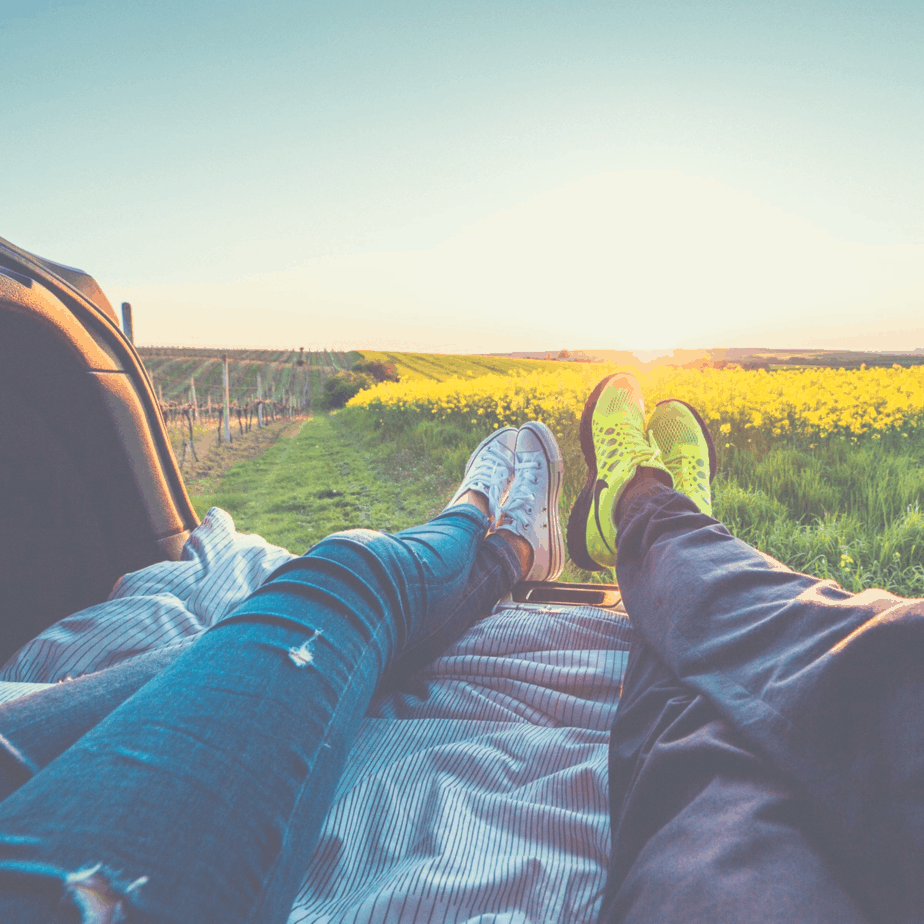 couple resting in a car