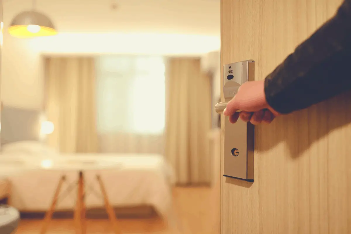 door to a hotel room being open
