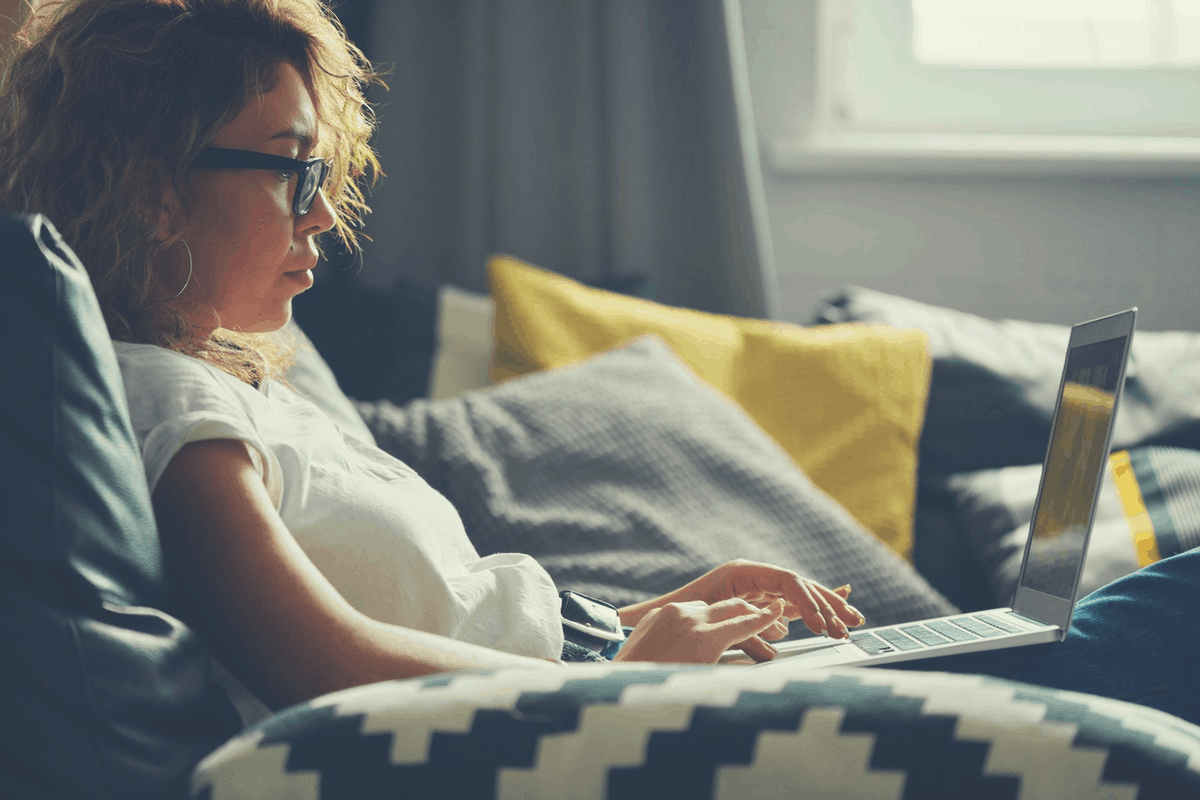 woman working on her laptop