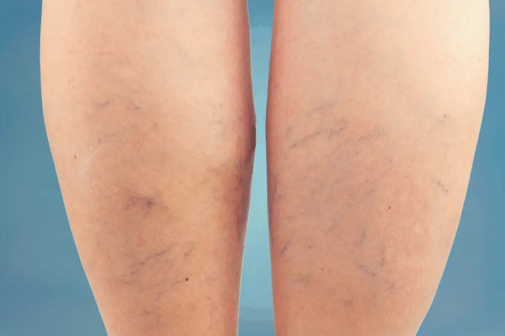 caucasian woman with varicose veins