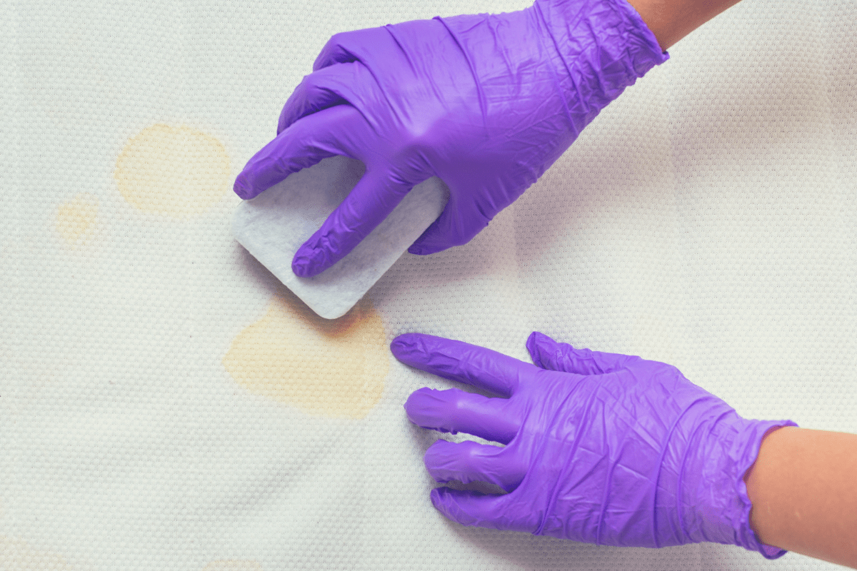 mattress being spot cleaned