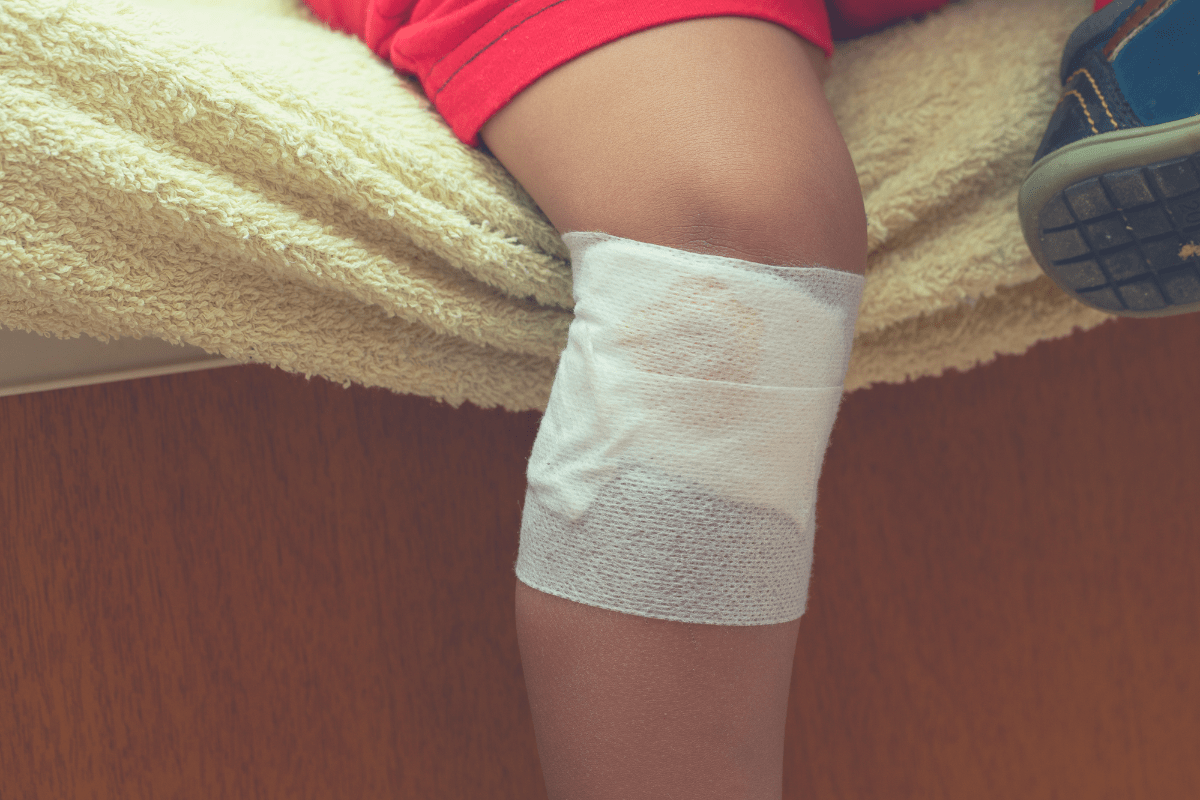 bandaged knee after surgery