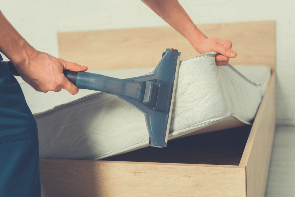 mattress being vacuumed