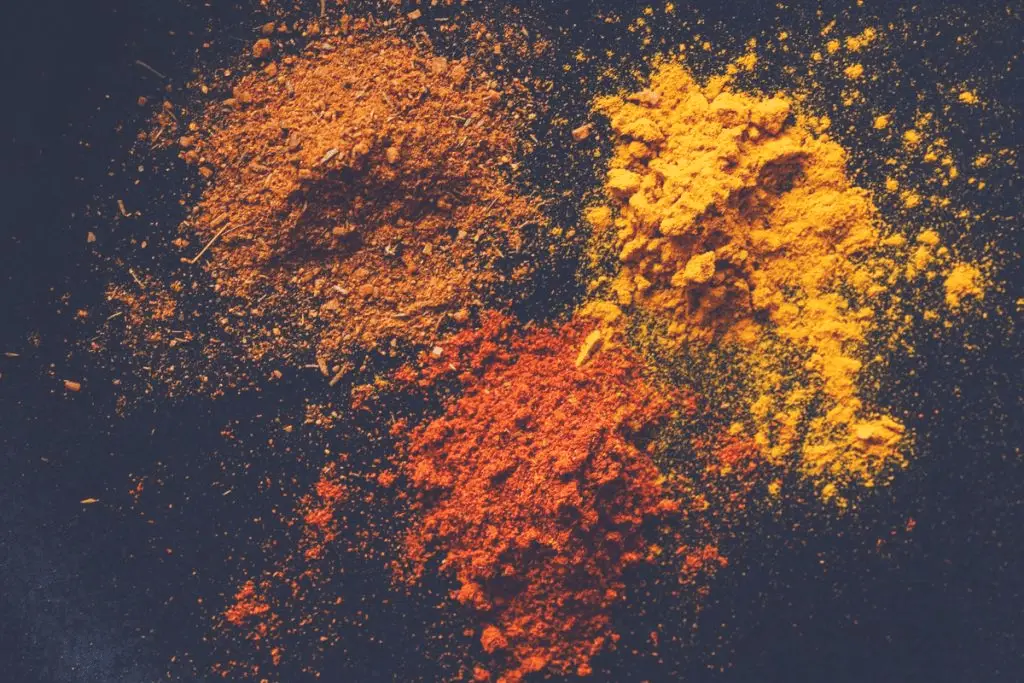 3 different powdered spices