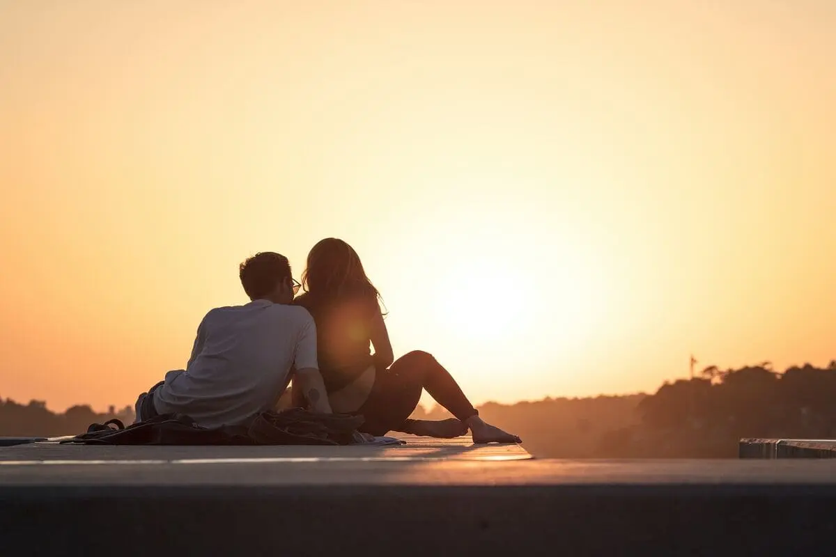 Couple emotional happy in sun